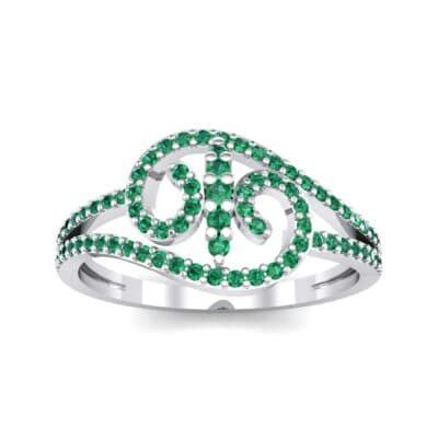 Pave Sonata Emerald Engagement Ring (0.38 CTW) Top Dynamic View