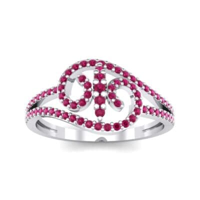 Pave Sonata Ruby Engagement Ring (0.38 CTW) Top Dynamic View