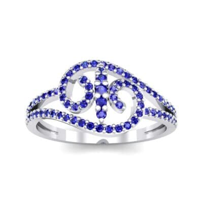 Pave Sonata Blue Sapphire Engagement Ring (0.38 CTW) Top Dynamic View