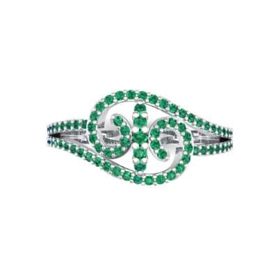 Pave Sonata Emerald Engagement Ring (0.38 CTW) Top Flat View