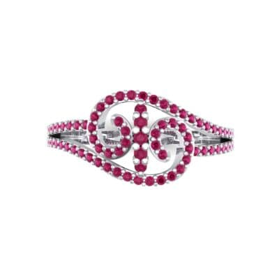 Pave Sonata Ruby Engagement Ring (0.38 CTW) Top Flat View