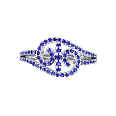 Pave Sonata Blue Sapphire Engagement Ring (0.38 CTW) Top Flat View
