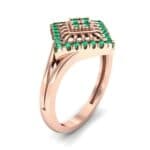 Square Halo Spokes Emerald Ring (0.19 CTW) Perspective View