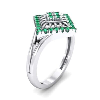 Square Halo Spokes Emerald Ring (0.19 CTW) Perspective View