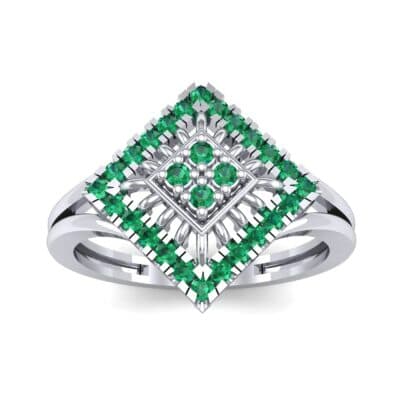 Square Halo Spokes Emerald Ring (0.19 CTW) Top Dynamic View