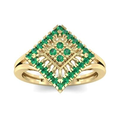 Square Halo Spokes Emerald Ring (0.19 CTW) Top Dynamic View