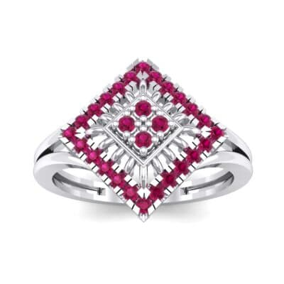 Square Halo Spokes Ruby Ring (0.19 CTW) Top Dynamic View