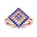 Square Halo Spokes Blue Sapphire Ring (0.19 CTW) Top Dynamic View