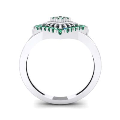 Square Halo Spokes Emerald Ring (0.19 CTW) Side View