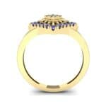 Square Halo Spokes Blue Sapphire Ring (0.19 CTW) Side View