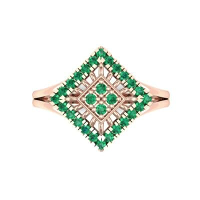 Square Halo Spokes Emerald Ring (0.19 CTW) Top Flat View