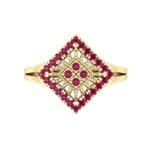 Square Halo Spokes Ruby Ring (0.19 CTW) Top Flat View