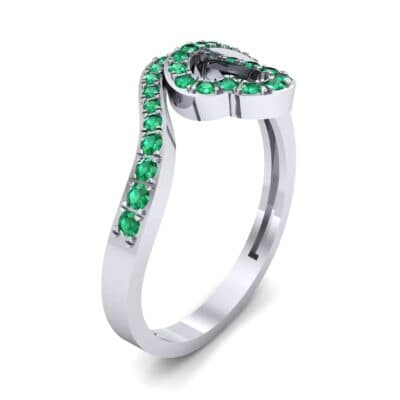 Pave Heart Loop Emerald Ring (0.19 CTW) Perspective View
