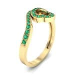 Pave Heart Loop Emerald Ring (0.19 CTW) Perspective View