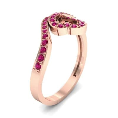 Pave Heart Loop Ruby Ring (0.19 CTW) Perspective View