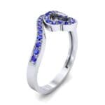 Pave Heart Loop Blue Sapphire Ring (0.19 CTW) Perspective View