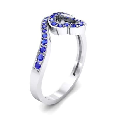 Pave Heart Loop Blue Sapphire Ring (0.19 CTW) Perspective View