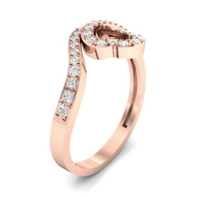 Pave Heart Loop Diamond Ring (0.19 CTW) Perspective View