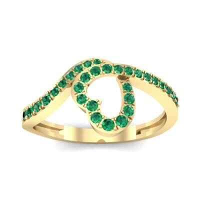 Pave Heart Loop Emerald Ring (0.19 CTW) Top Dynamic View