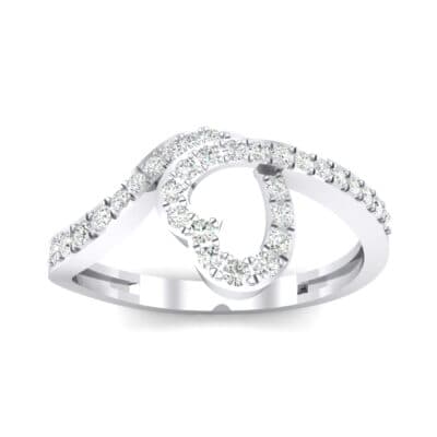 Pave Heart Loop Diamond Ring (0.19 CTW) Top Dynamic View
