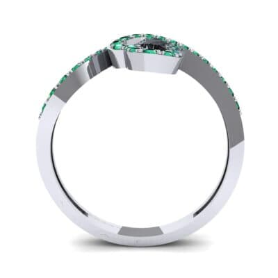 Pave Heart Loop Emerald Ring (0.19 CTW) Side View