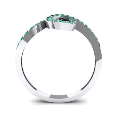 Pave Heart Loop Emerald Ring (0.19 CTW) Side View