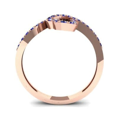 Pave Heart Loop Blue Sapphire Ring (0.19 CTW) Side View