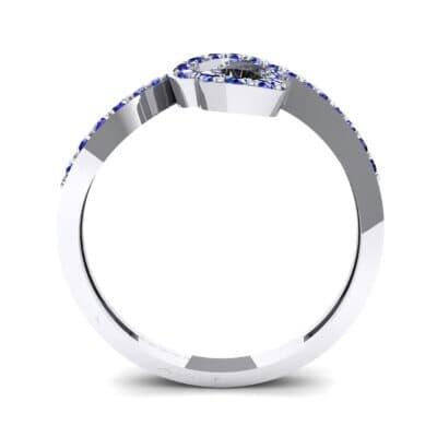 Pave Heart Loop Blue Sapphire Ring (0.19 CTW) Side View