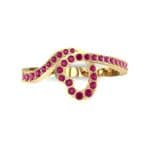 Pave Heart Loop Ruby Ring (0.19 CTW) Top Flat View