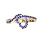 Pave Heart Loop Blue Sapphire Ring (0.19 CTW) Top Flat View