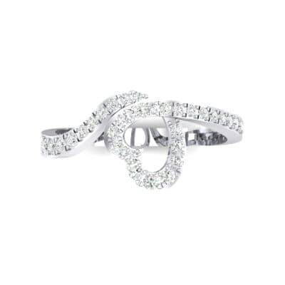Pave Heart Loop Diamond Ring (0.19 CTW) Top Flat View