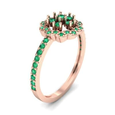 Pave Posy Emerald Ring (0.31 CTW) Perspective View