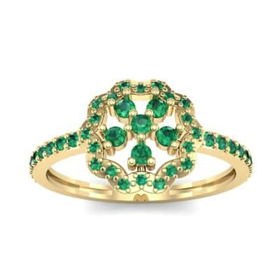 Pave Posy Emerald Ring (0.31 CTW) Top Dynamic View