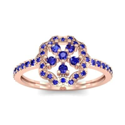 Pave Posy Blue Sapphire Ring (0.31 CTW) Top Dynamic View