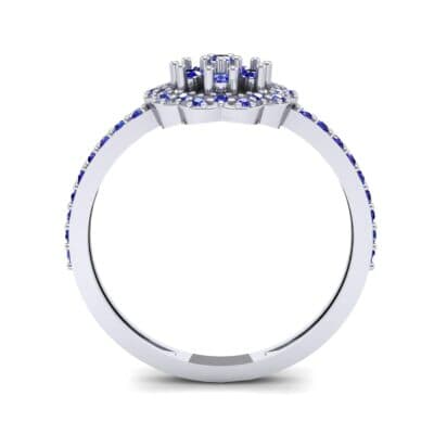 Pave Posy Blue Sapphire Ring (0.31 CTW) Side View