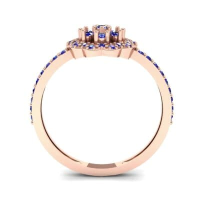 Pave Posy Blue Sapphire Ring (0.31 CTW) Side View