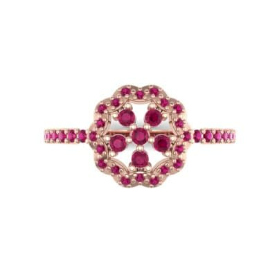 Pave Posy Ruby Ring (0.31 CTW) Top Flat View