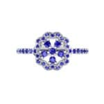 Pave Posy Blue Sapphire Ring (0.31 CTW) Top Flat View