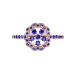 Pave Posy Blue Sapphire Ring (0.31 CTW) Top Flat View