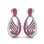 Dunes Pave Ruby Drop Earrings (1.3 CTW) Perspective View
