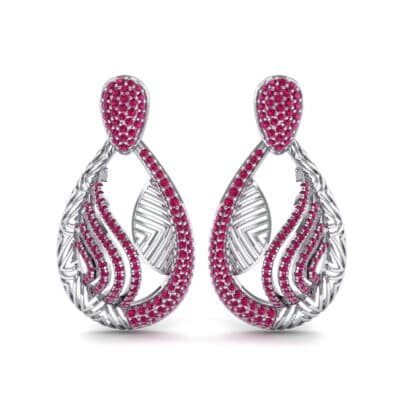 Dunes Pave Ruby Drop Earrings (1.3 CTW) Side View