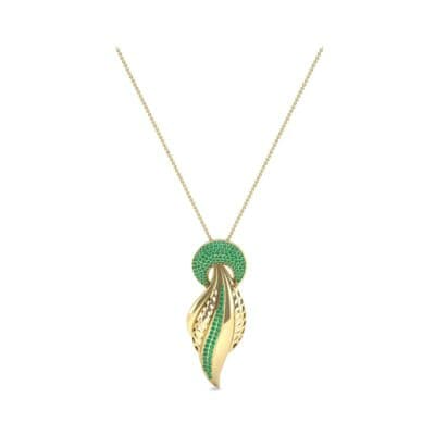 Pave Wing Emerald Pendant (0.67 CTW) Perspective View