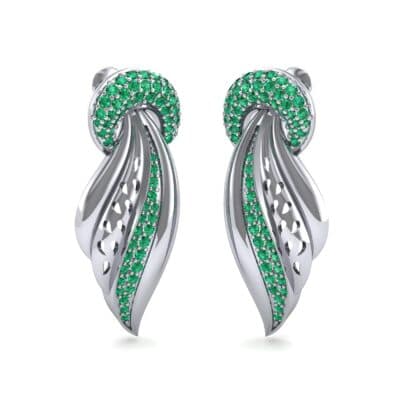 Pave Wing Emerald Drop Earrings (0.59 CTW) Perspective View