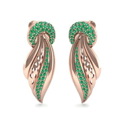Pave Wing Emerald Drop Earrings (0.59 CTW) Perspective View