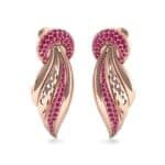 Pave Wing Ruby Drop Earrings (0.59 CTW) Perspective View