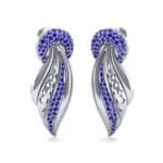 Pave Wing Blue Sapphire Drop Earrings (0.59 CTW) Perspective View