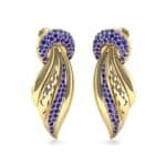 Pave Wing Blue Sapphire Drop Earrings (0.59 CTW) Perspective View