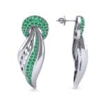 Pave Wing Emerald Drop Earrings (0.59 CTW) Top Dynamic View