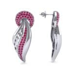 Pave Wing Ruby Drop Earrings (0.59 CTW) Top Dynamic View