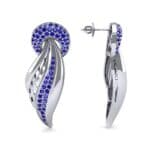 Pave Wing Blue Sapphire Drop Earrings (0.59 CTW) Top Dynamic View